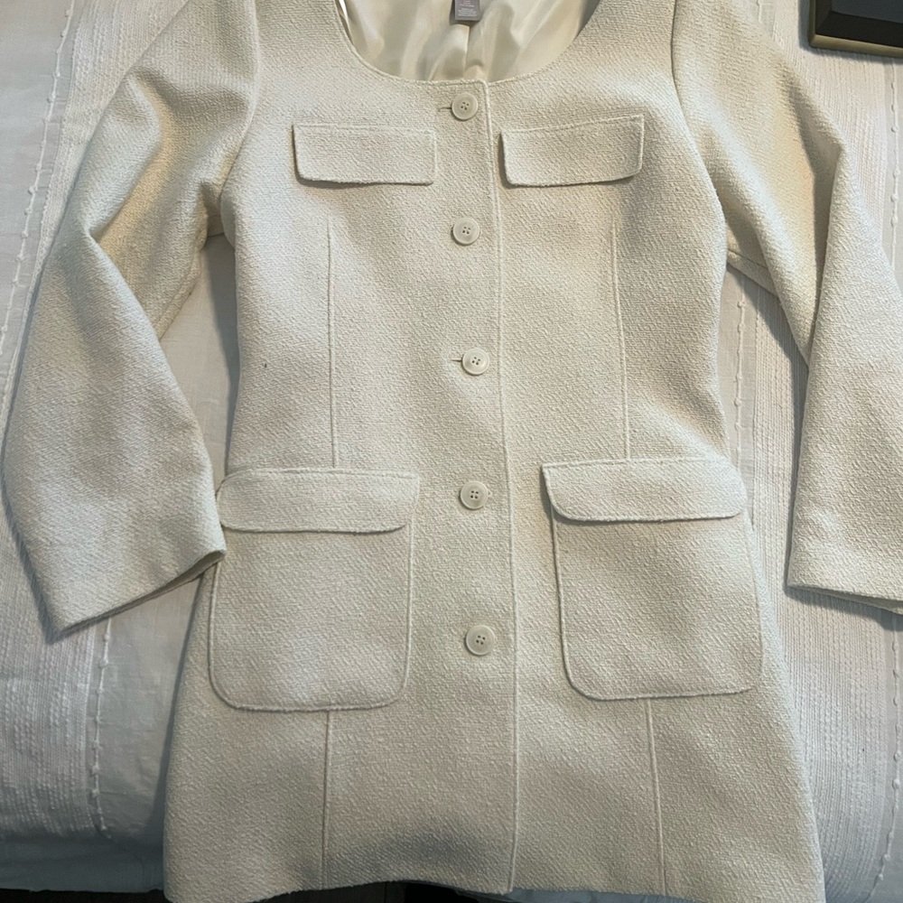H&M Cream Textured mini dress/Blazer